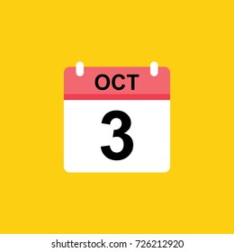 calender - October 3 icon illustration isolated vector sign symbol