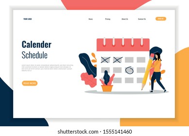Calender schedule concept for landing page. Calender schedule design can be used for, landing pages, mobile applications, templates, UI, banners, webs