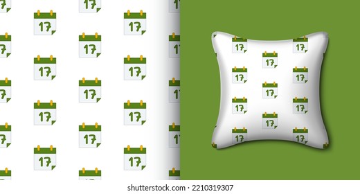 Calender seamless pattern with pillow. Vector illustration