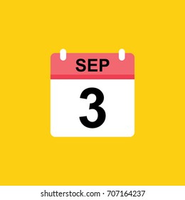 calender - September 3 icon illustration isolated vector sign symbol