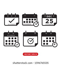 Calender set icon vector. Flat design style on white background.