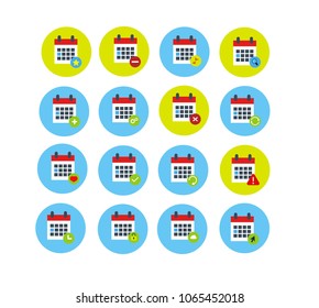 calender set icon. Calender and web symbol