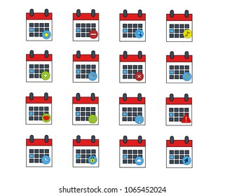 calender set icon. Calender and web symbol