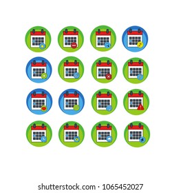 calender set icon. Calender and web symbol