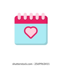 Calender single Icon with heart shape for Valentine Day design element 