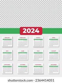 Diseño de plantilla de calendario para 2024