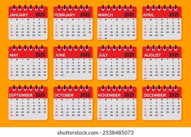 Calender template new year 2025 event