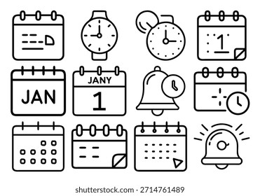 CONJUNTO DE ICONOS DE ADMINISTRACIÓN DEL TIEMPO DEL CALENDARIO