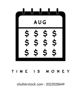 CALENDER TIME IS MONEY ICON vector