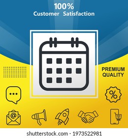 Calender vector glyph color icon. With yellow and blue background option