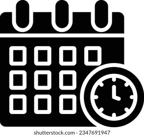 Estilo de glifo de icono del vector de calendario