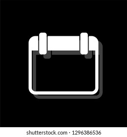 Calender. White flat simple icon with shadow