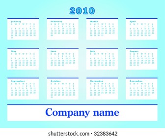 Calender for year 2010