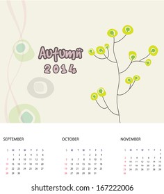 Calender Year 2014 Autumn With Backdrop