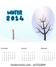 Calender Year 2014 Winter With Backdrop