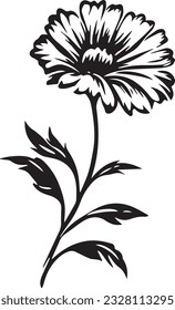 Calendula Black And White, Vector Template Set for Cutting and Printing