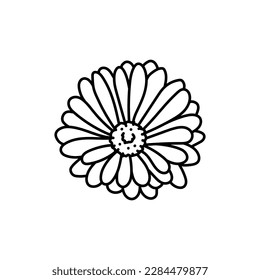 Calendula flower black line icon. Pictogram for web page, mobile app, promo.