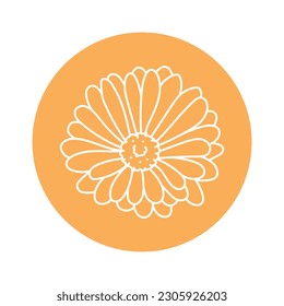 Calendula flower black line icon. Pictogram for web page, mobile app, promo.