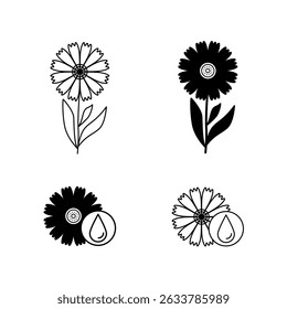 Calendula icon editable stroke and silhouette