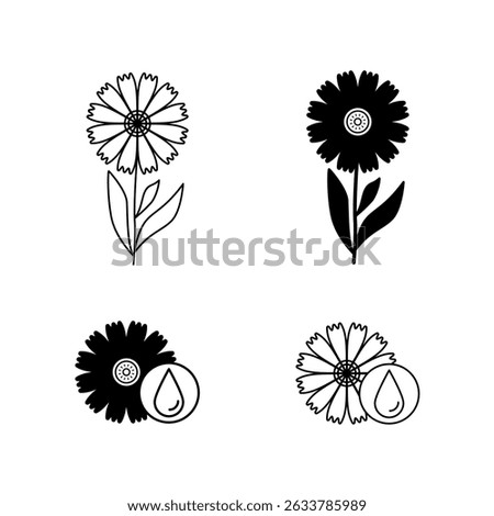 Calendula icon editable stroke and silhouette