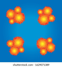 Calendula on blue background. Water color, illustration, background, wallpaper, tiles.