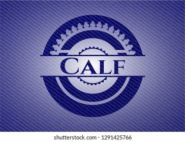 Calf badge with denim texture