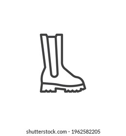 Calf boots line icon. linear style sign for mobile concept and web design. Boot shoe outline vector icon. Symbol, logo illustration. Vector graphics