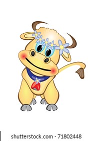 Calf Cartoon Character. Vector illustration on white background