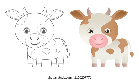 Calf Coloring Page Cute Farm Animals Stock Vector (royalty Free 