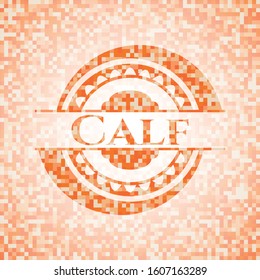 Calf orange mosaic emblem with background