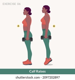 Calf Raises Exercise, Woman Workout Fitness, Aerobic And Exercises.