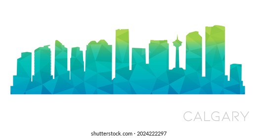 Calgary, AB, Canada Low Poly Skyline Clip Art City Design. Geometric Polygon Graphic Horizon Icon. Vector Illustration Symbol.