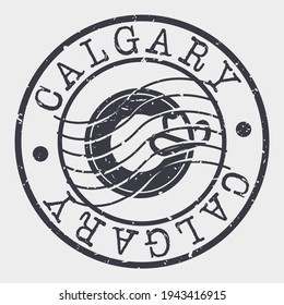 Calgary, AB, Canada Postal. Silhouette Seal. Passport Round Design. Vector Icon. Design Retro Travel. National Symbol.