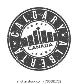 Calgary Alberta Canada America Stamp. Logo Icon Symbol Design Skyline City Vector.