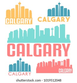 Calgary Canada Flat Icon Skyline Vector Silhouette Design Set.