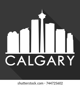 Calgary Canada Flat Icon Skyline Silhouette Design City Vector Art Famous Buildings.