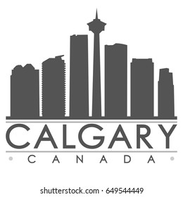 Calgary Canada Skyline. Silhouette Design City Vector Art.