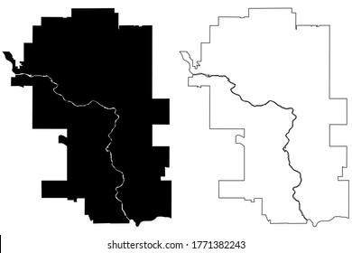 Calgary City (Canada, Alberta Province) map vector illustration, scribble sketch City of Calgary map