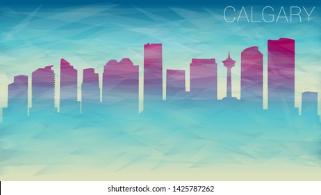 Calgary City Canada Skyline Vector Silhouette. Broken Glass Abstract Geometric Dynamic Textured. Banner Background. Colorful Shape Composition.