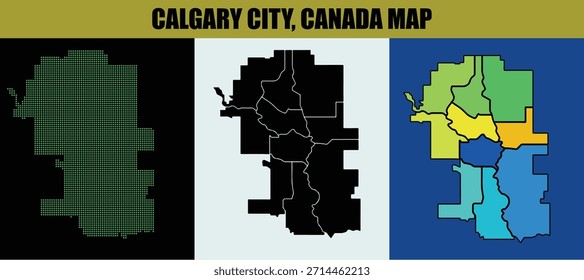 Mapa de Calgary City Ilustración vectorial, Canadá
