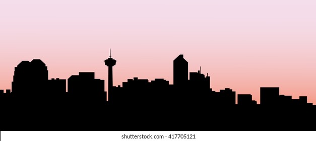 Calgary Dawn Skyline - Vector