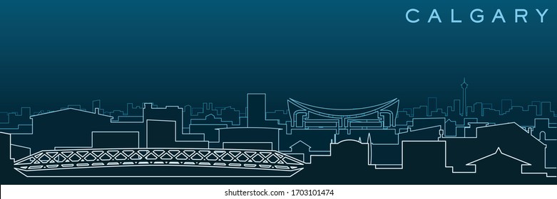 Calgary Multiple Lines Skyline and Landmarks