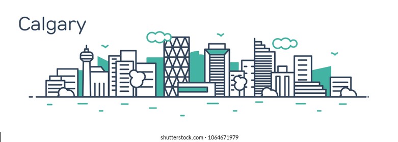 Calgary Panorama city. Vector illustration