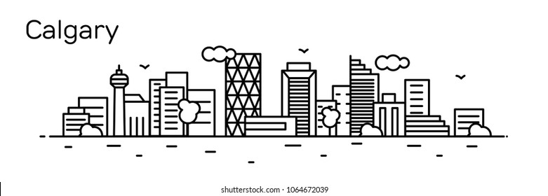 Calgary Panorama city. Vector illustration