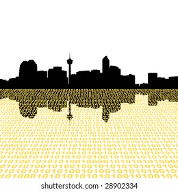 Calgary skyline with binary perspective foreground