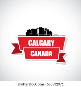 Calgary skyline - Canada - ribbon banner - vector illustration
