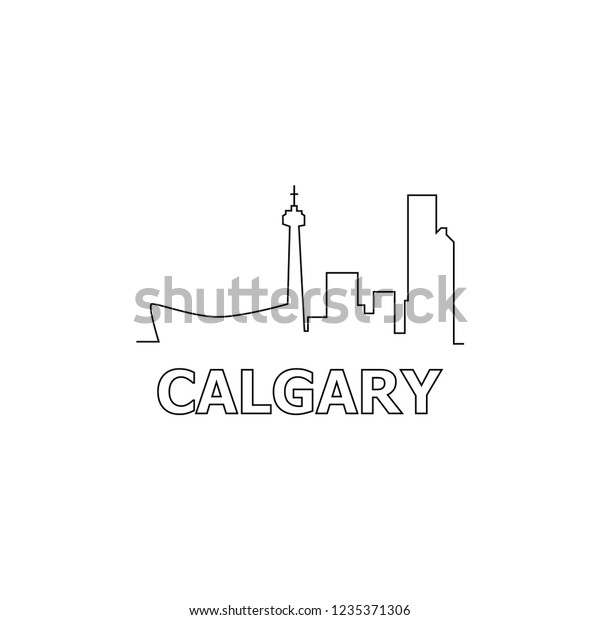 Calgary Skyline Landmarks Silhouette Black Vector Stock Vector (royalty 