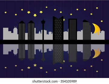 Calgary skyline at night
