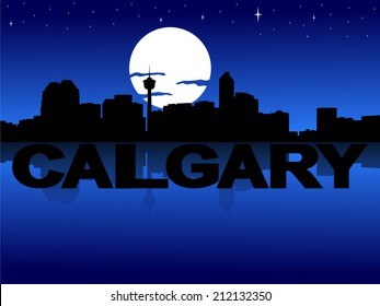 Escenario de cigalas reflejado con ilustración vectorial de texto y luna