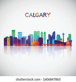 Calgary skyline silhouette in colorful geometric style. Symbol for your design. Vector illustration.